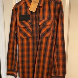 Orange plaid Harley long sleeve button up collared shirt. New with tags.